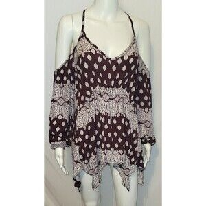 Charlotte Russe Burgundy Cold Shoulder Blouse - Size L